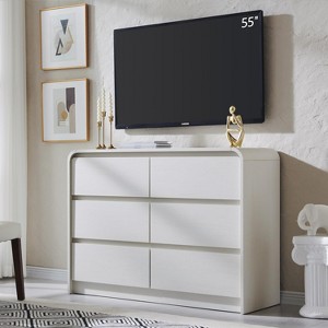 SinCiDo Modern 47" Wide Bedroom Dresser w/ 6 Drawers Dressers Hests of Drawers w/ Curved Profile Design,for Closet for Bedroom,Living Room - 1 of 4