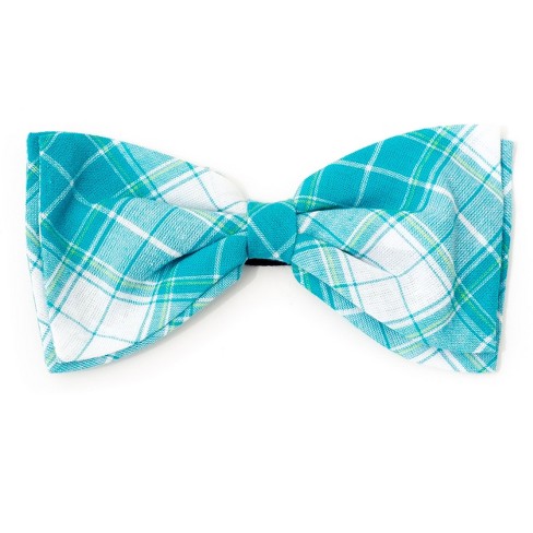 The Worthy Dog Turquoise/white Madras Plaid Adjustable Bow Tie Collar ...