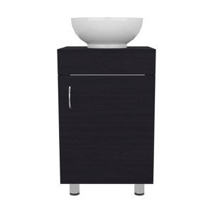 SEVOBAL Bathroom Vanities 18 Inch Free Standing Vanities with Vessel Sink and One Door for Bathroom Storage, Black, 28.35"*22.44"*11.42" - 1 of 4