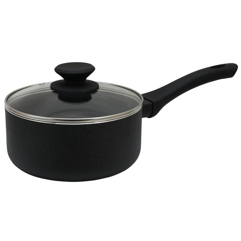 Oster Ashford 2 Quart Aluminum Nonstick Sauce Pan with Tempered Glass Lid in Black, 1 of 7