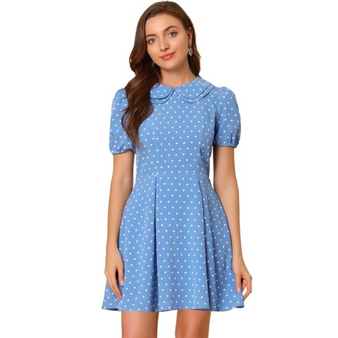 Allegra K Women's Heart Dots Print Dresses Short Sleeve A-line