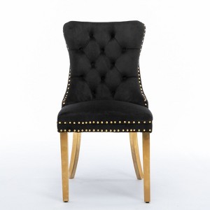 NicBex Set of 2 Velvet Dining Chair with Nailhead Trim,Tufted Button Back & Gold Golden Stainless Steel Plating Legs - 1 of 4