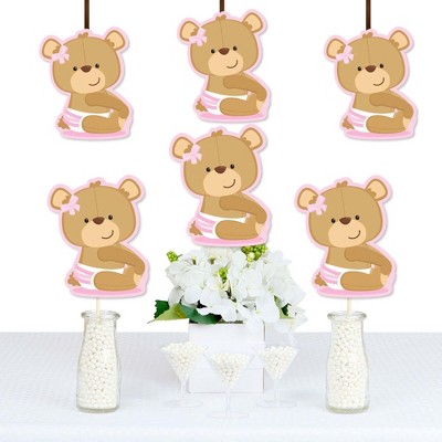 Big Dot of Happiness Baby Girl Teddy Bear - Decorations DIY Baby Shower Party Essentials - Set of 20