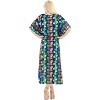 LA LEELA Women's House Daily Routine Evening Wear Vacation Holiday Casual Loungewear Loose Caftan Slit Dress Maxi House Sleep Shirt 2X-3X Blue, Floral - 4 of 4