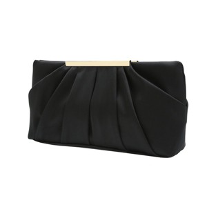 Clutch Evening Bag Elegant Pleated Satin Formal Handbag Simple Classy Purse for Women (Black) - 1 of 4
