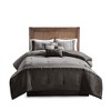 Racxily 7-Piece Faux Suede Comforter Set, Lodge Cabin Style with Decorative Buttons - 2 of 4