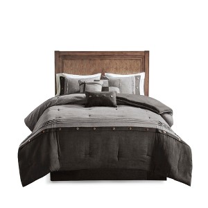 Gulches 7 Piece Faux Suede Comforter Set Grey Queen, Stylish Bedding for Modern Decor & Year-Round Warmth - 1 of 4