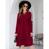 Women's Fall Long Sleeve Dresses Casual Boho Ruffle Neck Tiered A Line Flowy Wedding Guest Midi Dress - 3 of 4