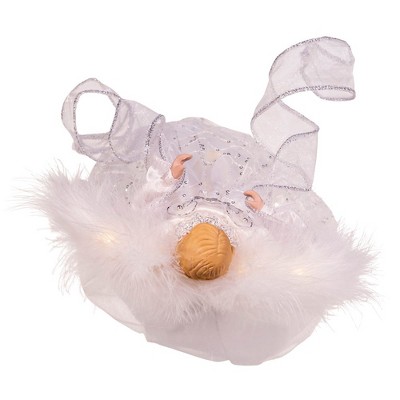 10-Inch Silver and White Lighted Angel Tree Topper