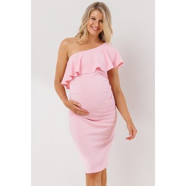 blush fitted maternity dress PinkBlush Pink V-Neck Long Sleeve Fitted Maternity Maxi Dress Large