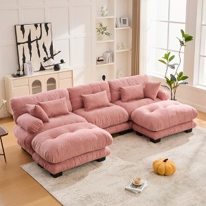 MOONMISS Pelletized velvet U Shape Cloud Couch with 2 Ottomans,3 Seater Comfy Sofa with Bolster Armrest Pillows,sofa for Living Room - 1 of 4
