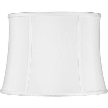Imperial Shade White Medium Drum Lamp Shade 14" Top x 16" Bottom x 12" Slant (Spider) Replacement with Harp and Finial