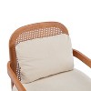 PAGED Modern Accent Chairs Set of 2, Wooden Arm Chair with Rattan Backrest and Cushion for Bedroom, Living Room Furniture - 4 of 4