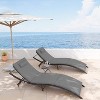 ALAULM Patio Chaise Lounge Set 3 Pieces Outdoor Lounge Chair,Rattan Reclining Chair Adjustable Backrest - 2 of 4