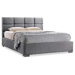 Queen Sophie Modern and Contemporary Fabric Upholstered Platform Bed Gray - Baxton Studio