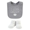 Hudson Baby Cotton Bib and Sock Set, I Love Grey, One Size - 3 of 4