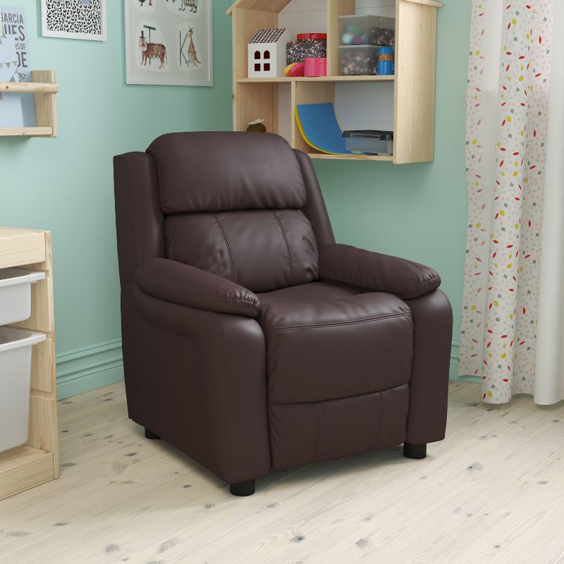 Emma and Oliver Deluxe Padded Contemporary Kids Recliner with Storage Arms, 2 of 13