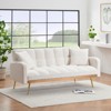 Aukfa 69"Convertible Sofa Bed with Teddy Fabric & Gold Legs - Modern Futon Couch Includes 2 Pillows, for Living Room/Bedroom - 3 of 4