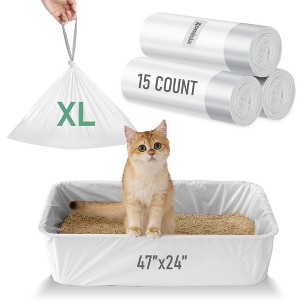 ZOMISIA Cat Litter Box Liners Large - Jumbo Litter Bags with Drawstring, heavy-duty & tear-resistant for easy cleanup,Unscented - 1 of 4