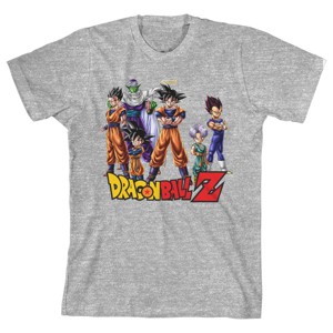 Dragon Ball Z Anime Cartoon Characters Youth Boys Grey Graphic Tee Shirt - 1 of 2