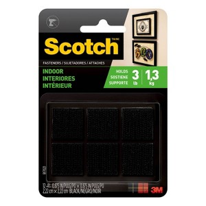 Scotch 12ct Indoor Adhesive Fastener Strips: Picture Hanging & Mounting Adhesives, Plastic, Black - 1 of 4