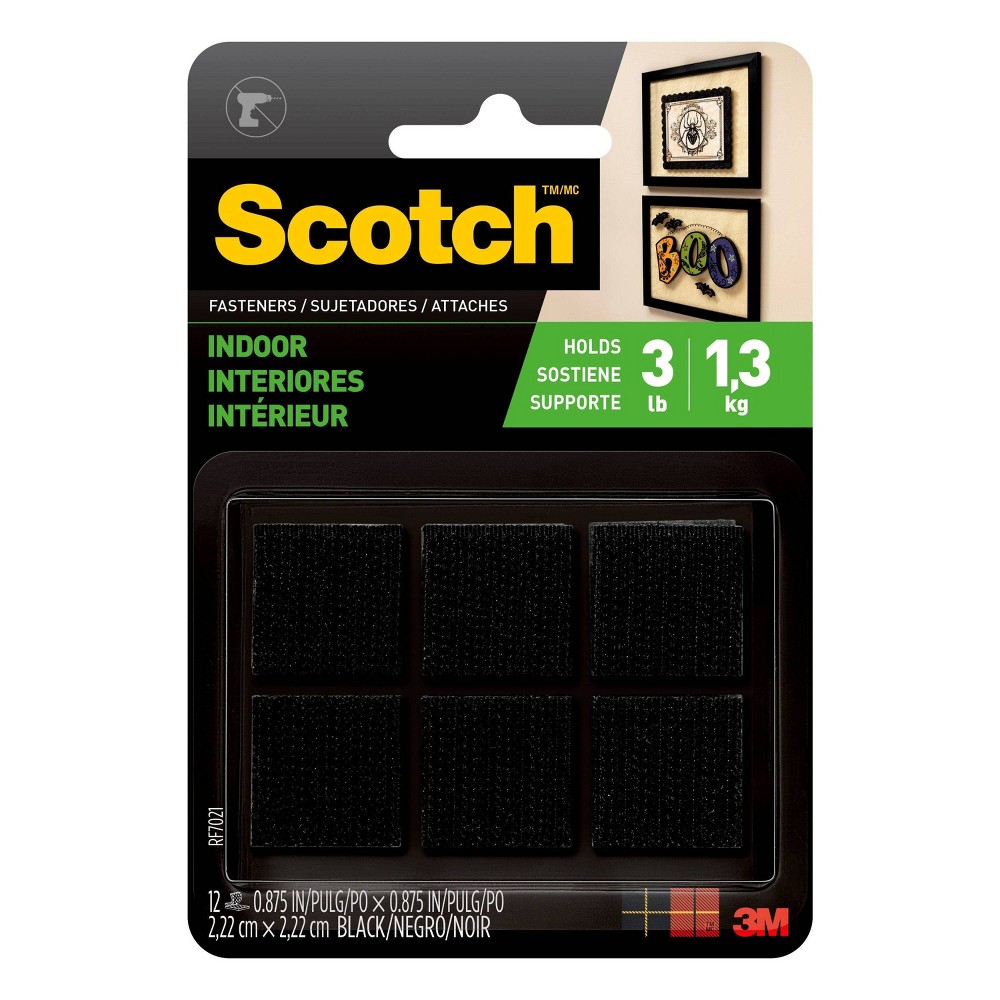 Photos - Creativity Set / Science Kit Scotch 12ct Indoor Adhesive Fastener Strips: Picture Hanging & Mounting Adhesives, Plastic, Black