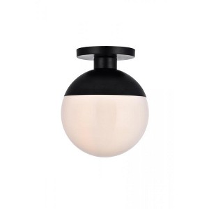 Elegant Lighting Eclipse 1 Light Black Flush Mount With Frosted White Glass - 1 of 4