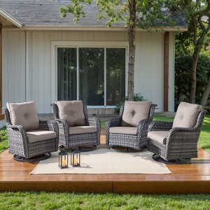 Gymojoy 4 Pieces Outdoor Rocking Chair Rattan Rocker Chairs with Cushion - 1 of 4