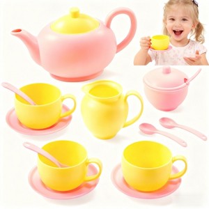 Joyfy 18PCS Toy Tea Set,Pretend Play Tea Party Set, Play Food Accessories Pink Tea Set, Mini Kitchen for Kids, Gifts for Toddler Girls Ages 3 4 5 6 - 1 of 4