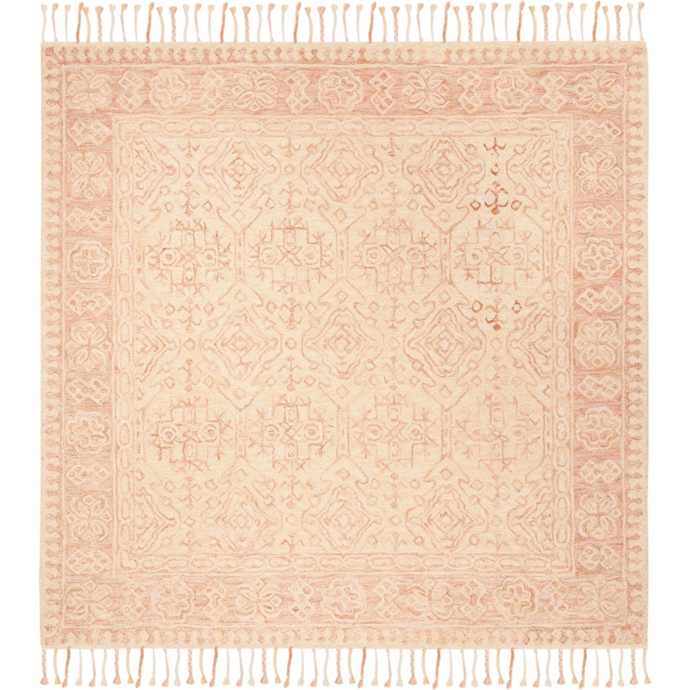 7'x7' Medallion Tufted Square Area Rug Ivory/Blush - Safavieh