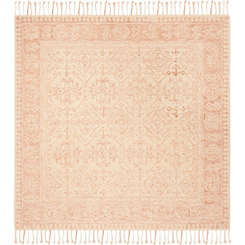 7'x7' Medallion Tufted Square Area Rug Ivory/Blush - Safavieh