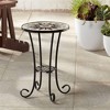 Teal Island Designs Modern Black Round Outdoor Accent Side Table 14" Wide Brown Sunburst Mosaic Tabletop for Front Porch Patio House - 2 of 4