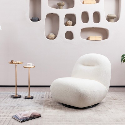 Large Single Armless Chair,Modern Velvet Fabric Upholstered Swivel Accent Chair,Living Room Sofa Chair With Solid Wood Frame-Cuddlewood