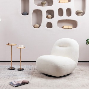 Large Single Armless Chair,Modern Velvet Fabric Upholstered Swivel Accent Chair,Living Room Sofa Chair With Solid Wood Frame-Cuddlewood - 1 of 4