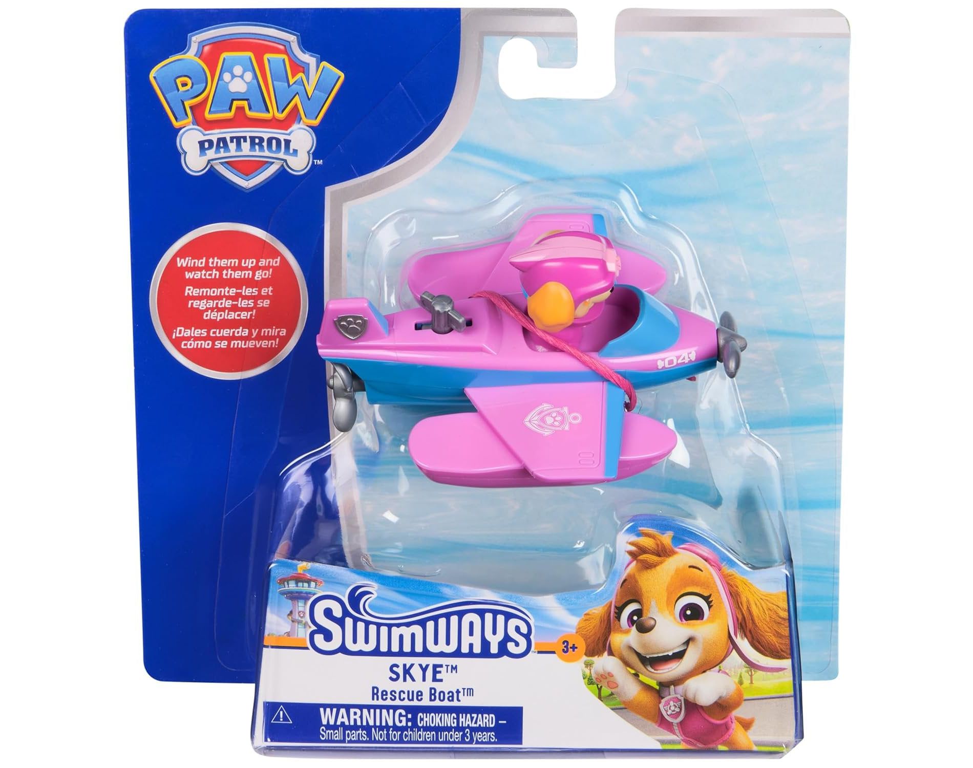 Swimways Paw Patrol Rescue Boat, Skye – Wind-Up Swimming Pool Toy for Kids, Pool Party Supplies and Bath Toy, Portable Water Accessory for Summer Fun