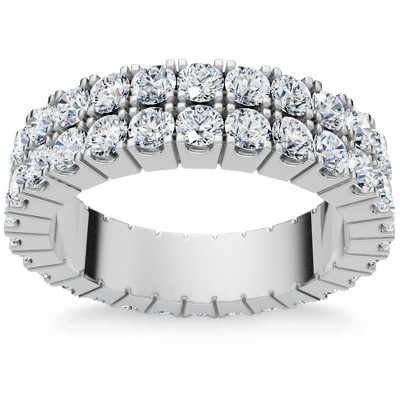 Pompeii3 2.25Ct Diamond Eternity Wedding Anniversary Ring Double Row 10k Gold Lab Created