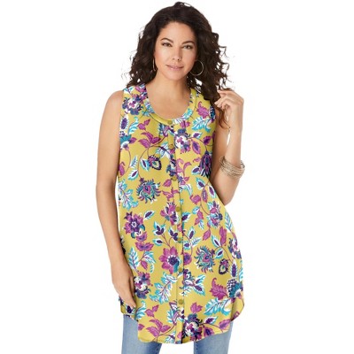 Roaman's Women's Plus Size Sleeveless Angelina Tunic