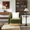 Ruched Olive Performance Velvet Accent Arm Chair with Barrel Back and Bullion Fringe for Living Room - 4 of 4