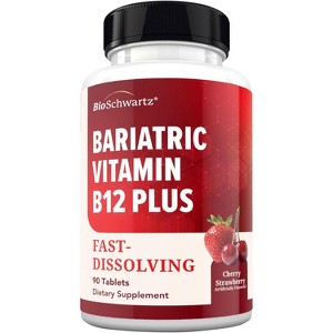 BioSchwartz Bariatric Vitamin B12 Plus Meltable Tablets, Supports Immunity, Healthy Energy Levels & Overall Wellness, Cherry Strawberry Flavor, 90ct - 1 of 4