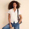 Lands' End Women's Linen Blend Short Sleeve Button Front Polo Top - 4 of 4