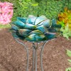 Evergreen 18" Hand Painted and Embossed Shaped Bird Bath, Succulent- - 2 of 3