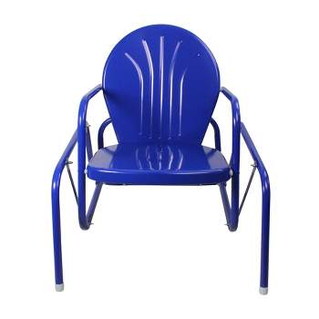 Northlight Outdoor Retro Metal Tulip Glider Patio Chair, Blue