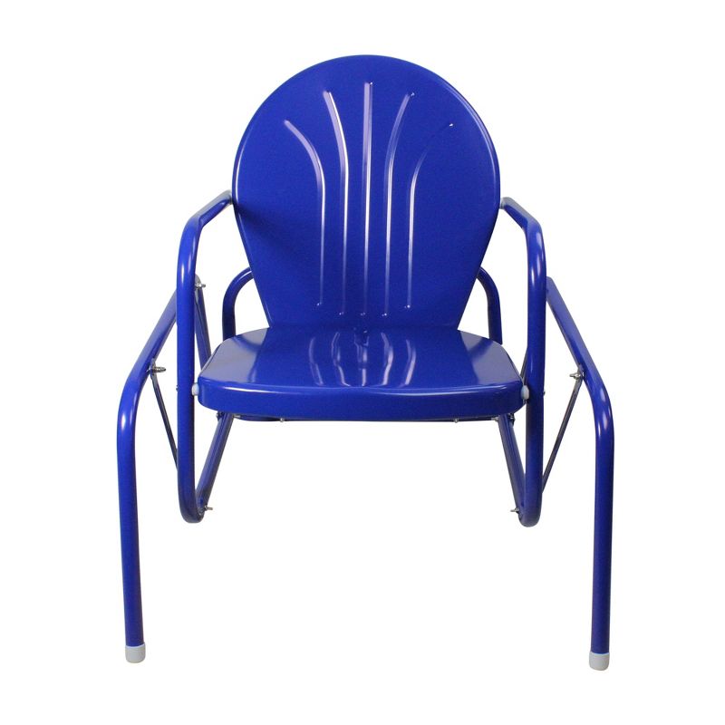 Northlight Outdoor Retro Metal Tulip Glider Patio Chair, Blue, 1 of 5