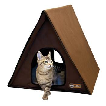 K&H Pet Products Outdoor Multi-Kitty A-Frame Unheated Chocolate 35 X 20.5 X 20 Inches