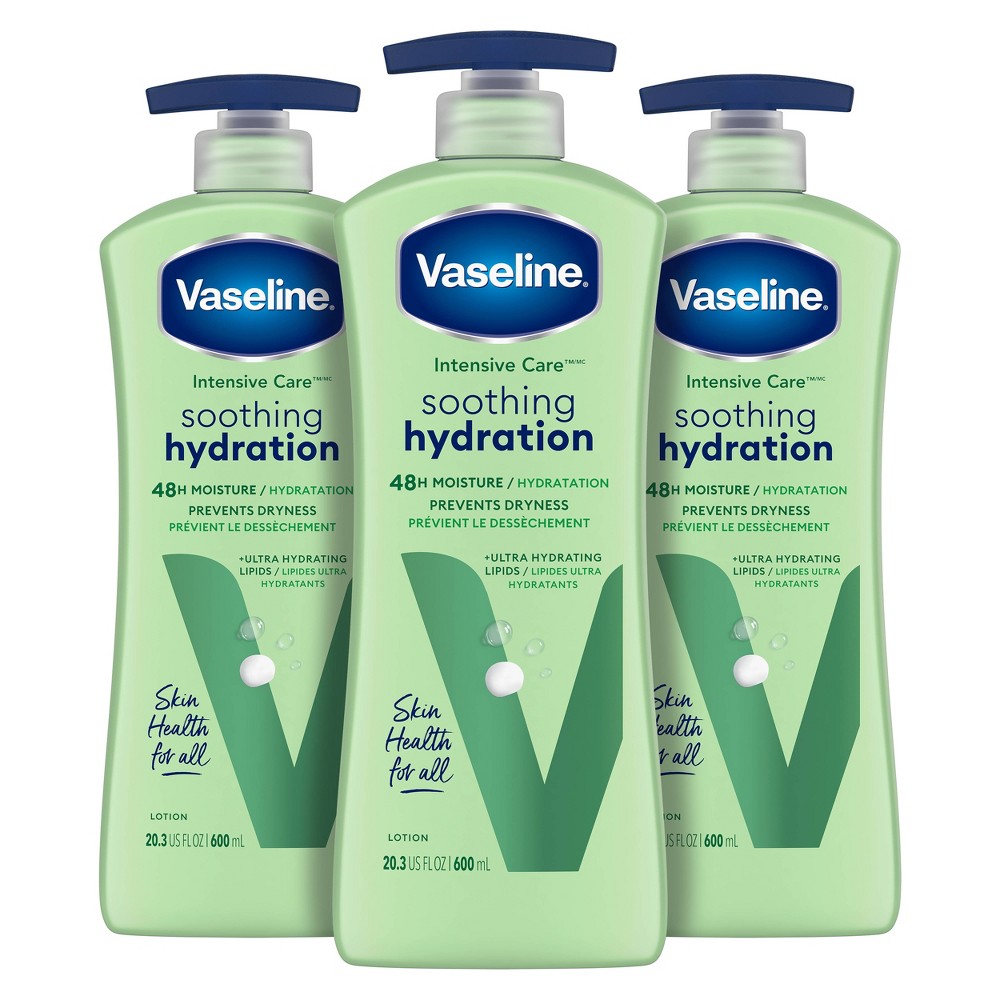 Photos - Cream / Lotion Vaseline Intensive Care Soothing Hydration Hand and Body Lotion Aloe - 3ct 