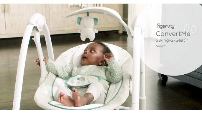 Ingenuity ConvertMe 2-in-1 Compact Portable Baby Swing 2 Infant Seat - Nash, 2 of 17, play video