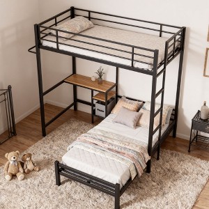 Okak Twin Size Metal L-Shaped Bunk Bed with Storage & Desk Station,Contemporary Bed Frame for Bedroom,Apartments - 1 of 4