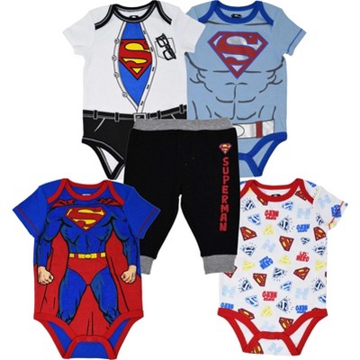 Image of DC Comics Justice League Superman Baby Boys Bodysuits Jogger Pants Newborn