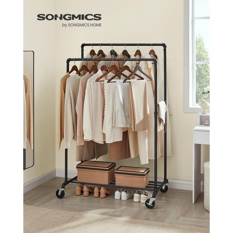 SONGMICS Industrial Pipe Clothes Rack for Garment Storage, Metal, Black, 1 of 7
