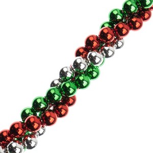 Crystal Lane DIY 7" Acrylic Twisted Baubles Metallic Designer Holiday Christmas Bead Strand Red Green Silver - 1 of 4